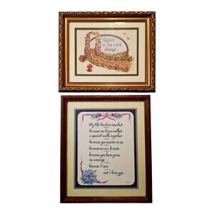 Inspirational Framed Wall Art Set With Messages & Floral Designs